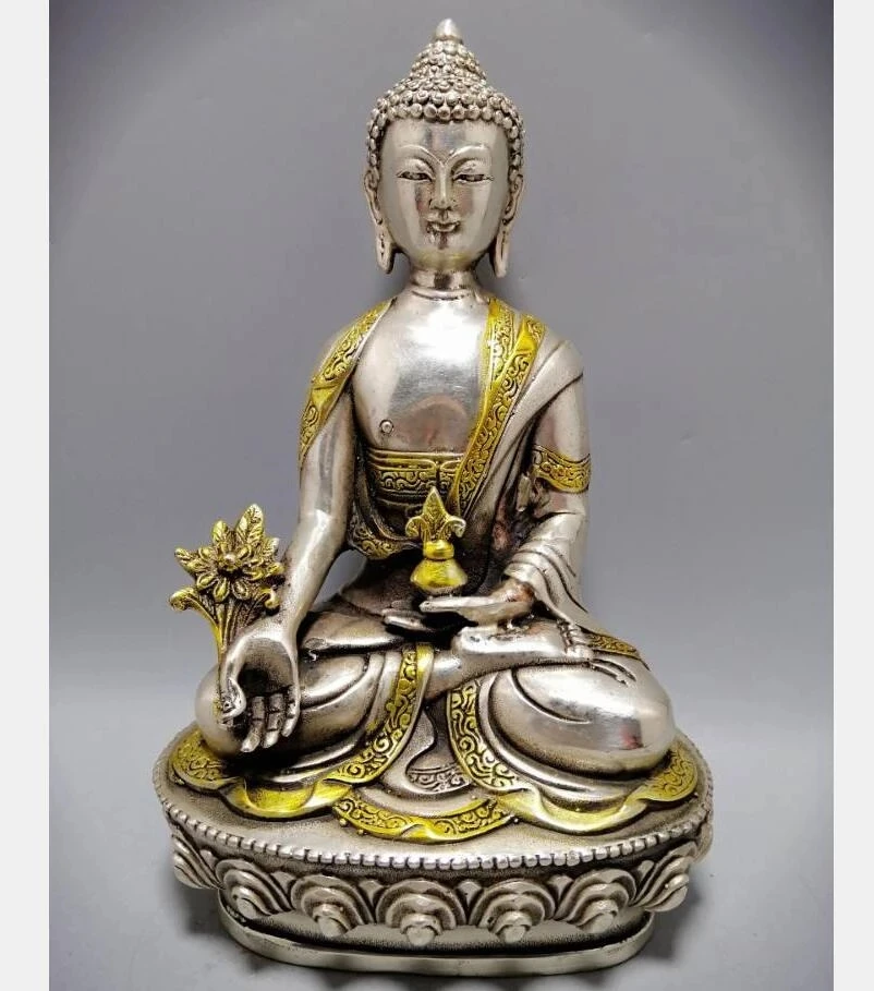 

Китайская статуэтка Будды из белой меди Сакьямуни Фармацевтика