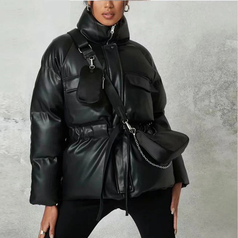 Winter black Padded PU jacket women faux leather coat Warm Long Sleeve Outwear Motorcycle Jacket female winter parka
Winter black Padded PU jacket women faux leather coat Warm Long Sleeve Outwear Motorcycle Jacket female winter parka