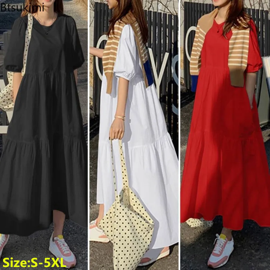2024 Fashion Puff Short Sleeve Dress for Women Summer Solid Casual Sundress Comfort Cotton Maxi Dress Modest Robe Vestidos Femme
2024 Fashion Puff Short Sleeve Dress for Women Summer Solid Casual Sundress Comfort Cotton Maxi Dress Modest Robe Vestidos Femme