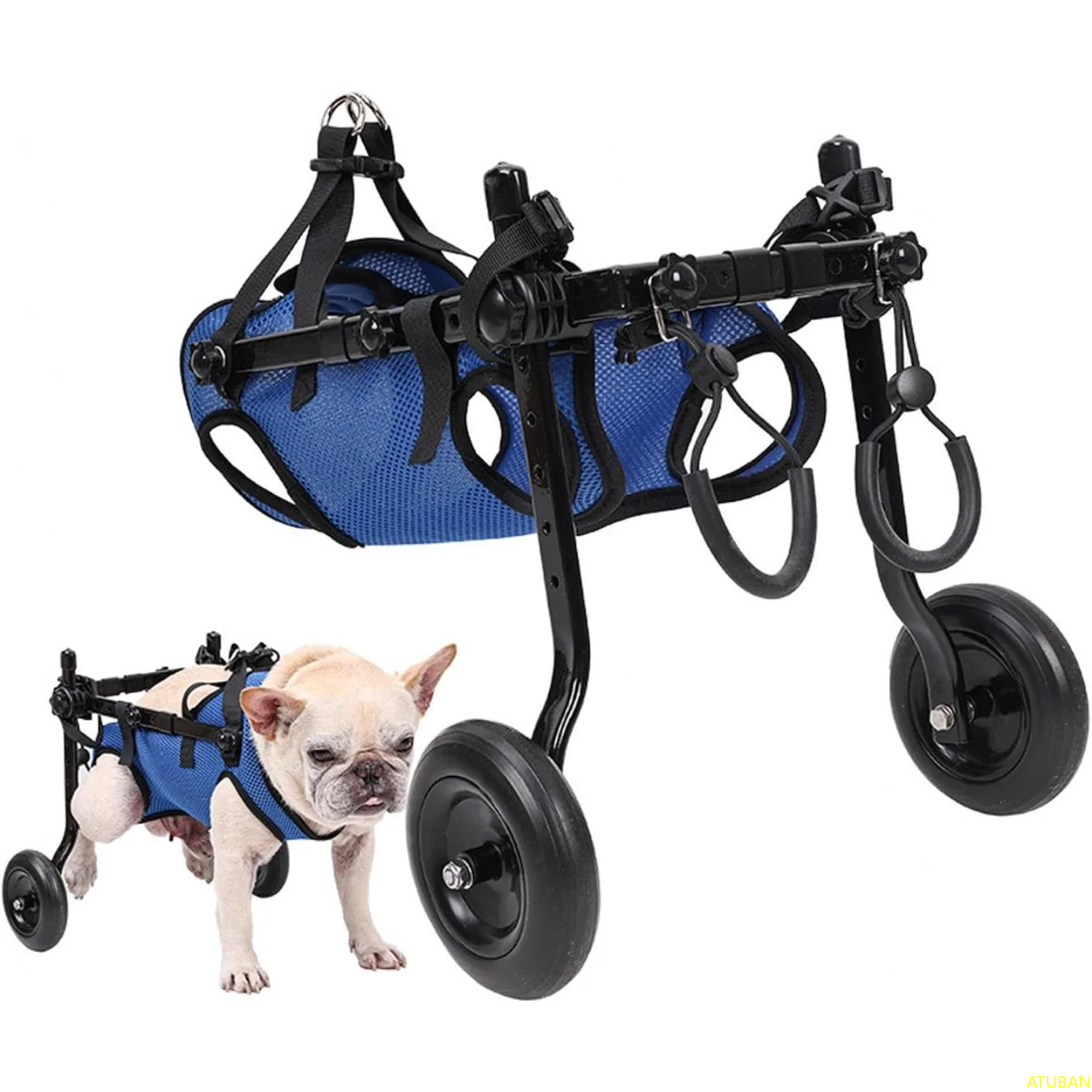 

ATUBAN Cat&Dog Wheelchair, Adjustable Pets Cart with Wheels for Back Legs,Dog Brace and Hip Support, to Recover Their Mobility