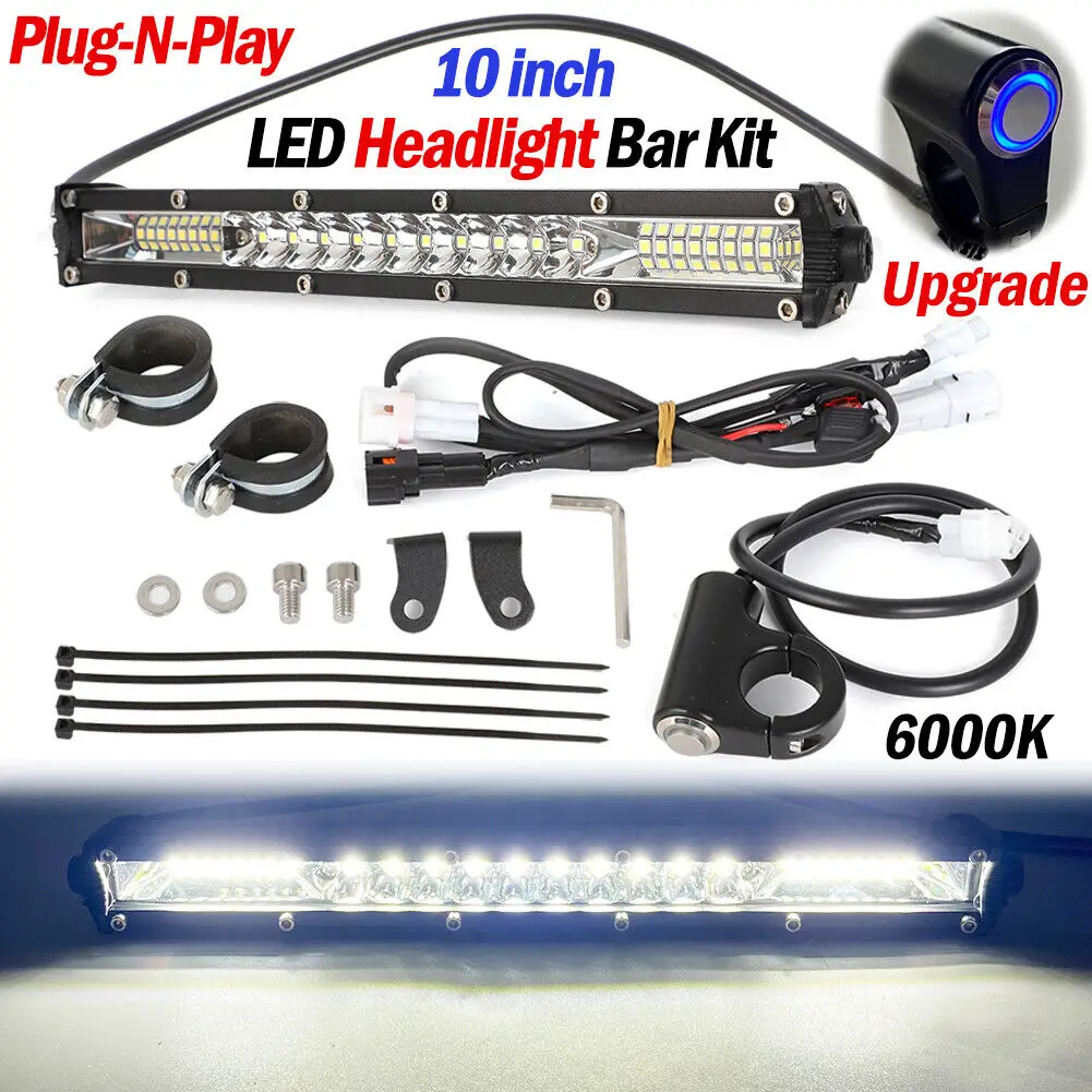 Upgraded 10" Plug N Play LED Headlight Light Bar Lighting Kit with on/off Switch and Mounting For KLX110 CRF110 TTR110 YZ250F
Upgraded 10" Plug N Play LED Headlight Light Bar Lighting Kit with on/off Switch and Mounting For KLX110 CRF110 TTR110 YZ250F