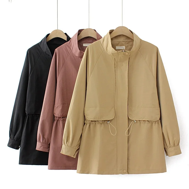 

Spring Autumn Women's Trench Coat New Solid Loose Long Sleeve Outerwear Windbreaker Casual Female Overcoat Gabardina Mujer 4XL
