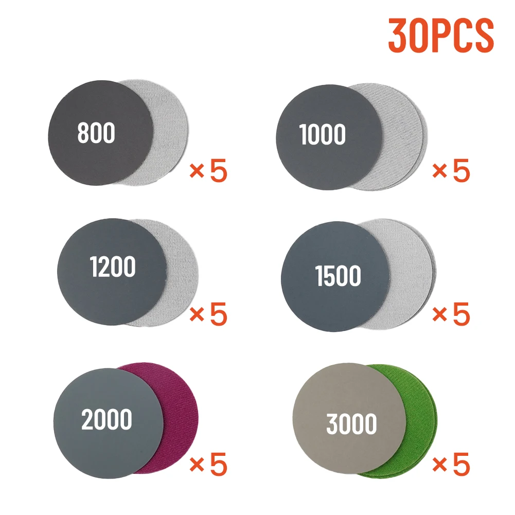 30pcs Water/Dry Sanding Paper 3inch 75mm Hook & Loop Sanding Disc 800 1000 1200 1500 2000 3000 Grit Sand Paper Abrasive Tools
30pcs Water/Dry Sanding Paper 3inch 75mm Hook & Loop Sanding Disc 800 1000 1200 1500 2000 3000 Grit Sand Paper Abrasive Tools