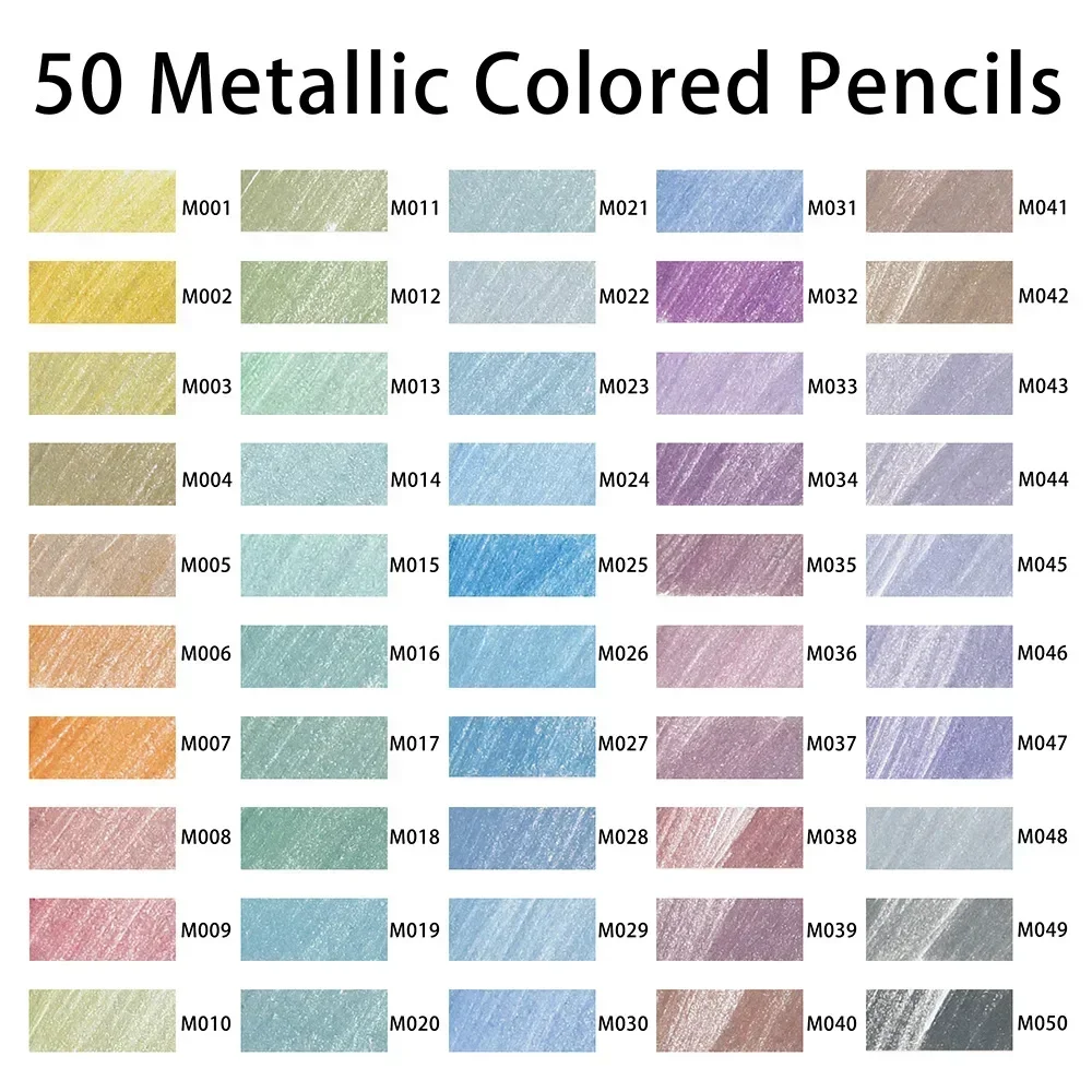 

50 Metallic Drawing Set Artist Art Profession Colored For Kalour Coloring Sketching Colour Pencils Color Supplies