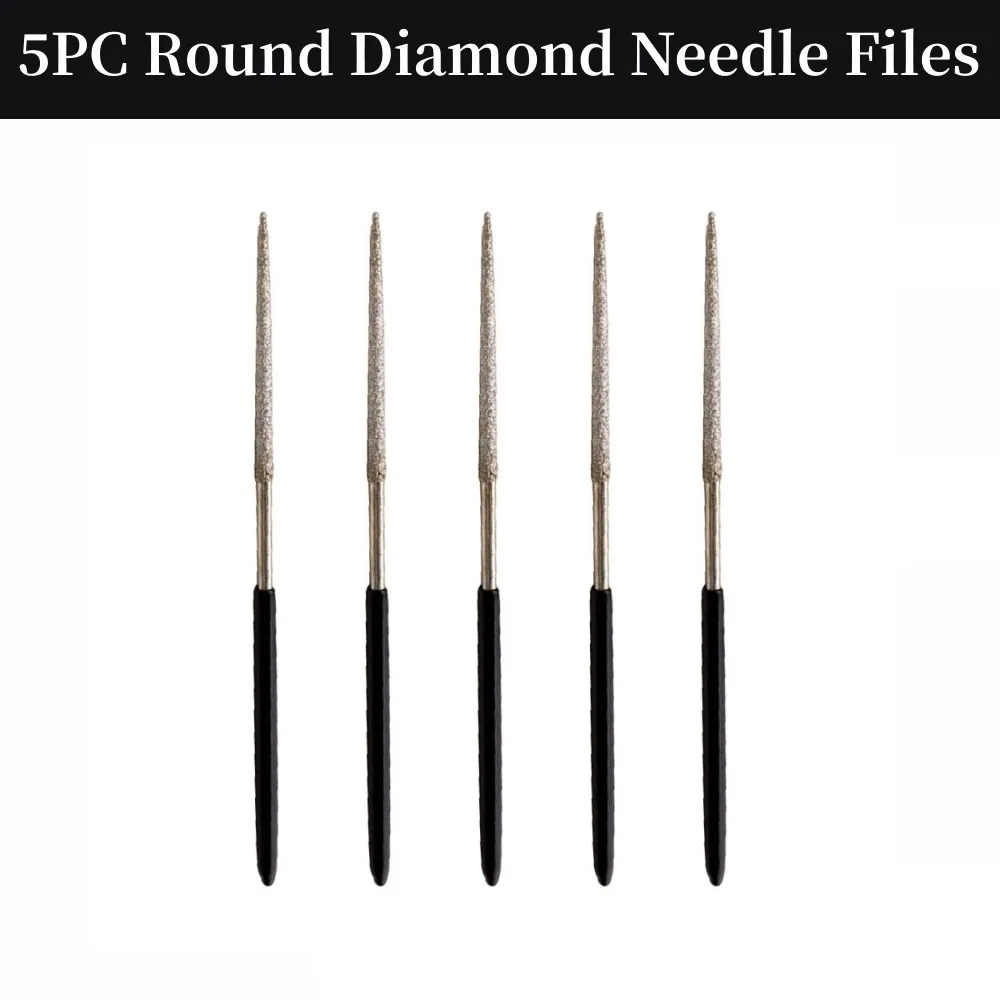

DRELD 5Pc 140mm Round Diamond Needle File Cutting Repair Hand Tools for Metal Ceramic Glass Gem Stone Hardened Steel Jewelry