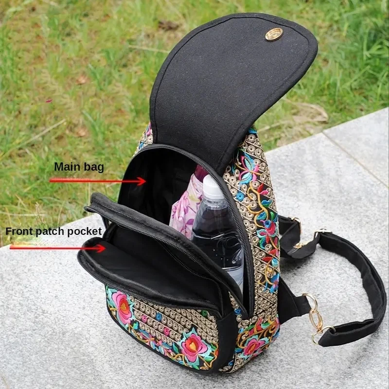 Handmade Embroidered Design Canvas Backpack Women Small Ethnic Rucksack Knapsack Female Travel Multifunction Shoulder Chest Bag Handmade Embroidered Design Canvas Backpack Women Small Ethnic Rucksack Knapsack Female Travel Multifunction Shoulder Chest Bag