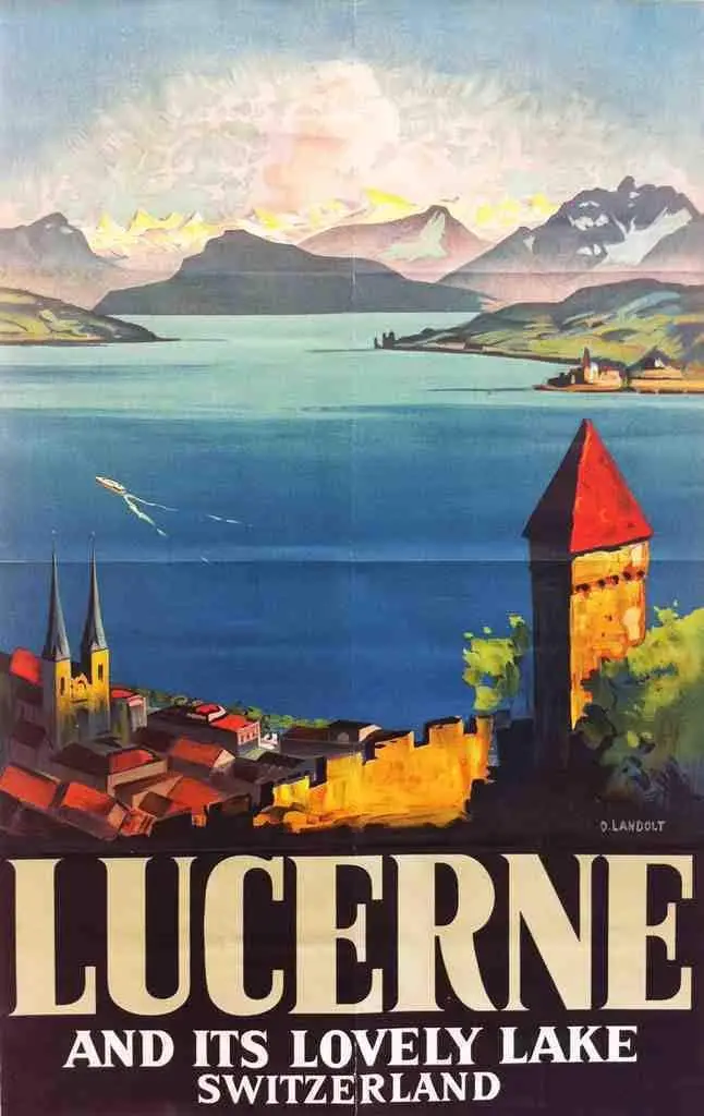 

Lake Lucerne Luzern Switzerland Swiss Alps Metal Tin Sign 8x12 Inch Decor