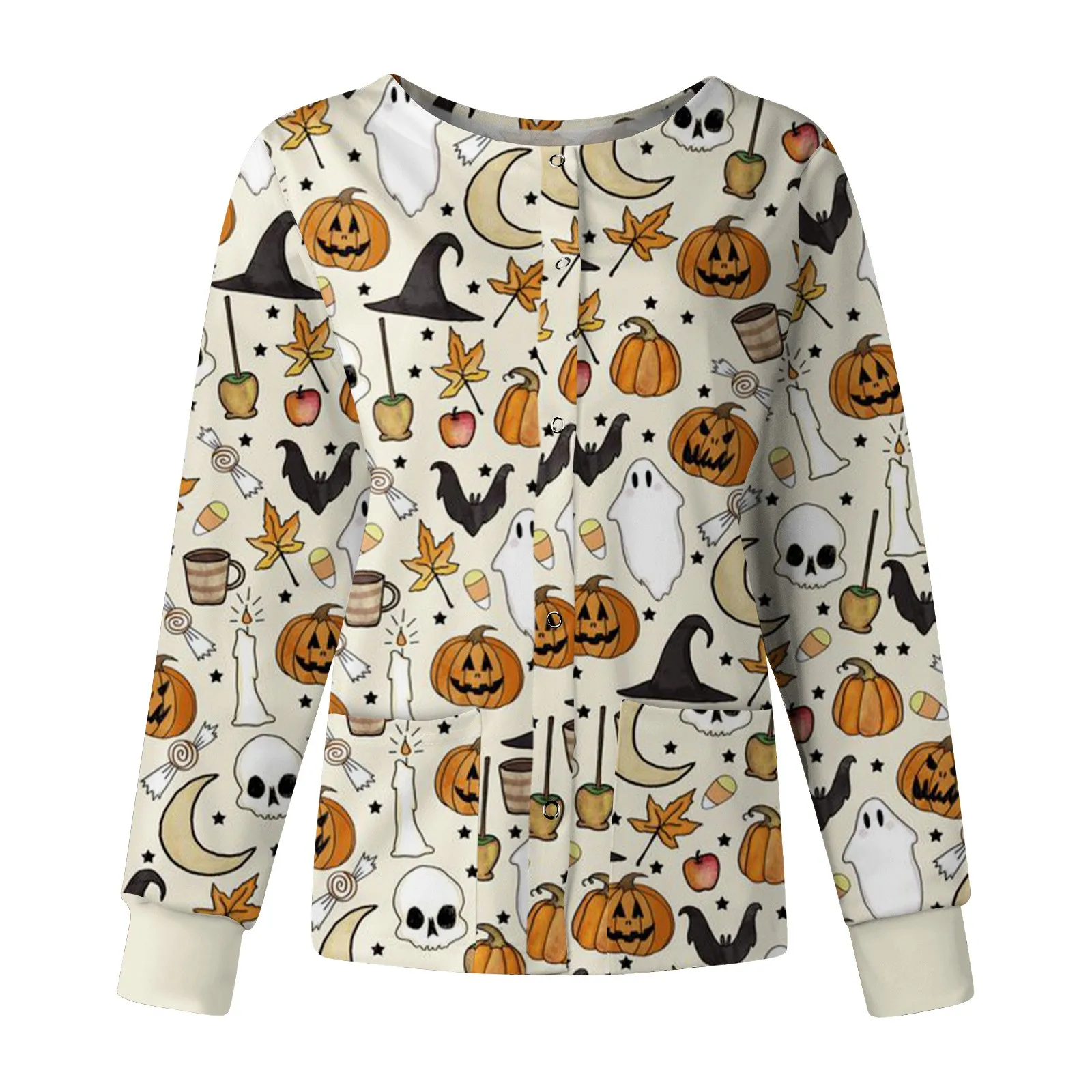 Women Halloween Pattern Tops Long Sleeve Nurse Working Uniform Jackets Single-breasted Protective Overalls Pocket Jacket 2023
Women Halloween Pattern Tops Long Sleeve Nurse Working Uniform Jackets Single-breasted Protective Overalls Pocket Jacket 2023
