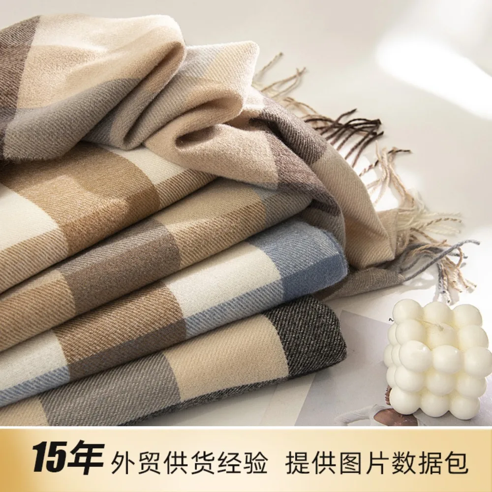 

Thick Warm Winter Scarf Design Print Women Cashmere Pashmina Shawl Lady Wrap Tassel Scarves Knitted Men Foulard Blanket