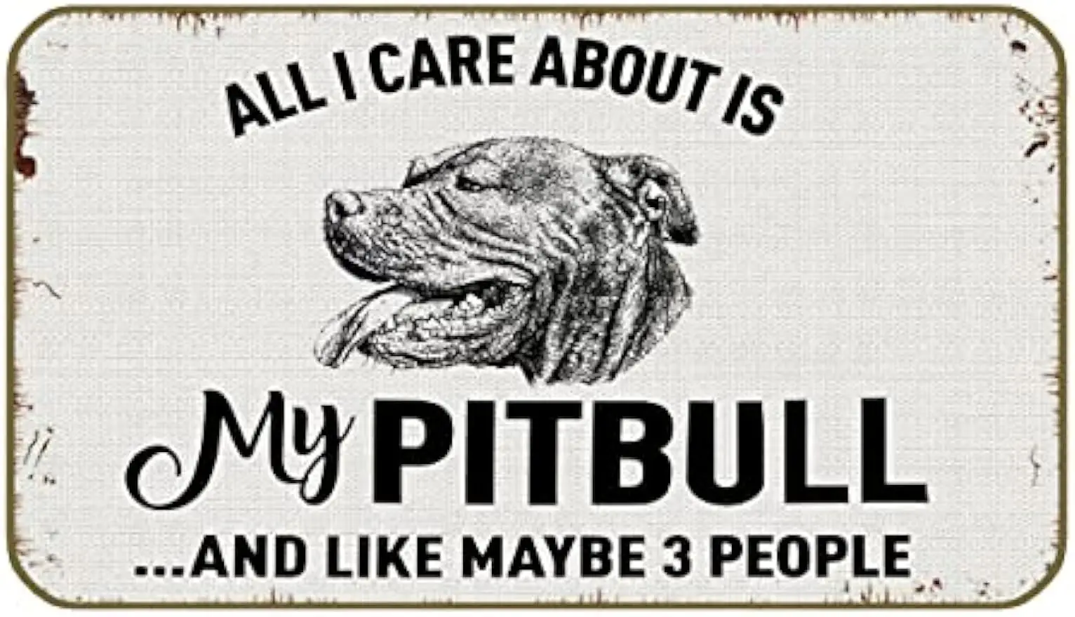 

All I CareAbout Is My Pitbull Retro Decorative Doormat,Funny Dog Welcome Floor Mats,Farmhouse Decor for Home Kitchen Living Room