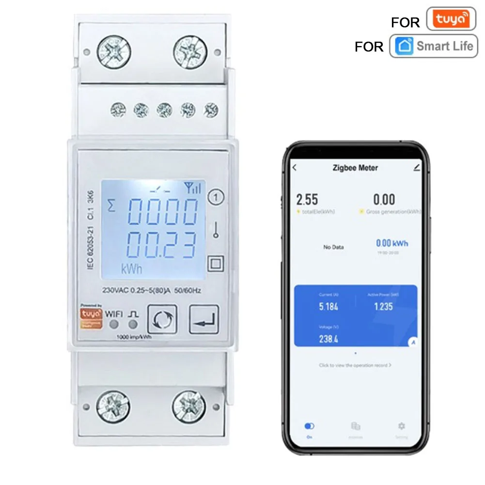 Single-phase Smart Energiemeter For Tuya Monitors LCD Display With Electricity Consumption Bidirectional Measurement 230V80A
Single-phase Smart Energiemeter For Tuya Monitors LCD Display With Electricity Consumption Bidirectional Measurement 230V80A