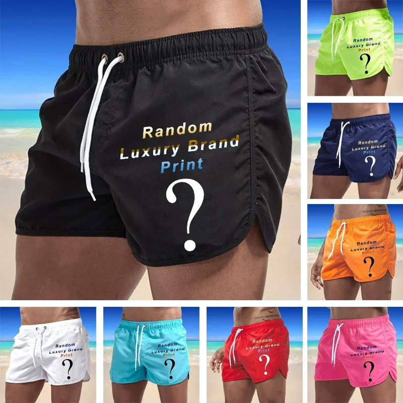 

Быстросохнущие летние мужские трусы с логотипом произвольного бренда, пляжные шорты, брифы, мужские роскошные плавки, шорты, пляжная одежда