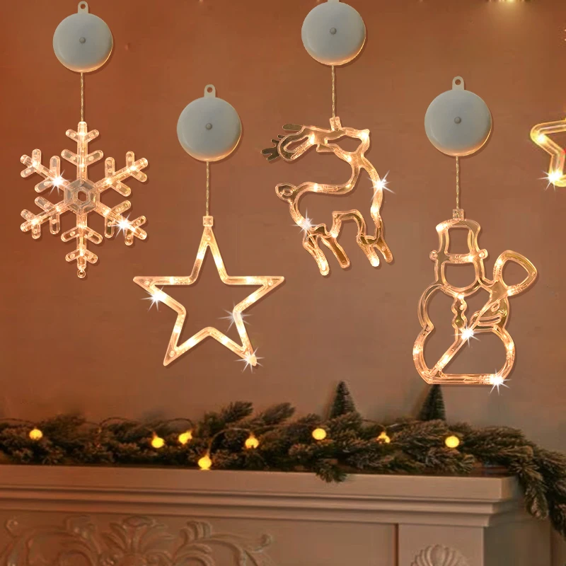 Christmas Hanging Sucker LED Light Snowflake Santa Elk Hanging Lamp Ornaments Window Decoration For Home Xmas Navidad New Year
Christmas Hanging Sucker LED Light Snowflake Santa Elk Hanging Lamp Ornaments Window Decoration For Home Xmas Navidad New Year