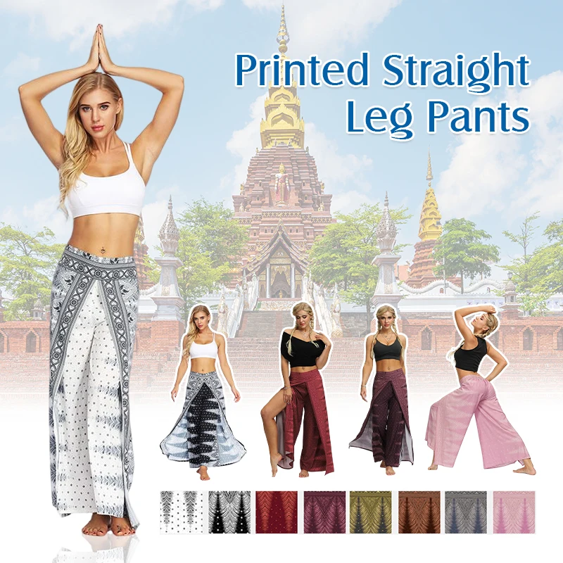 

Women Casual Baggy Harem Pants Split Straight Pants Boho Vintage Aladdin Hippie Trousers Yoga Joggers Pants Sportswear