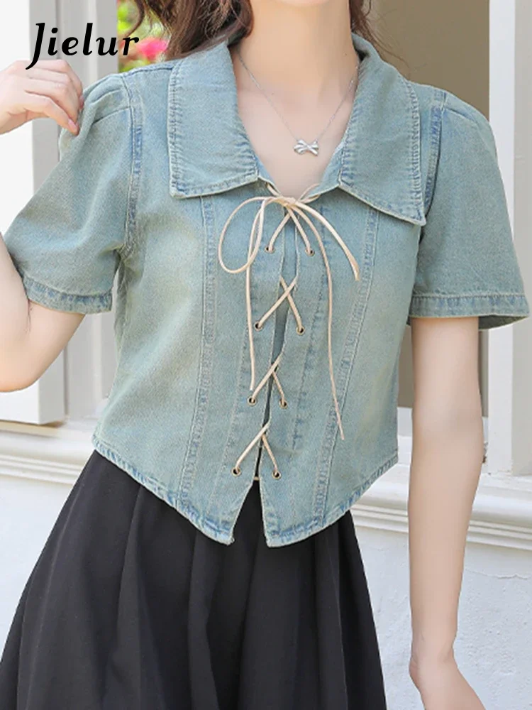 Jielur Summer New Casual Loose Denim Women Shirt Slim Street Fashion Shirt Woman Light Blue Sweet Ladies Chicly Young Top Female
Jielur Summer New Casual Loose Denim Women Shirt Slim Street Fashion Shirt Woman Light Blue Sweet Ladies Chicly Young Top Female