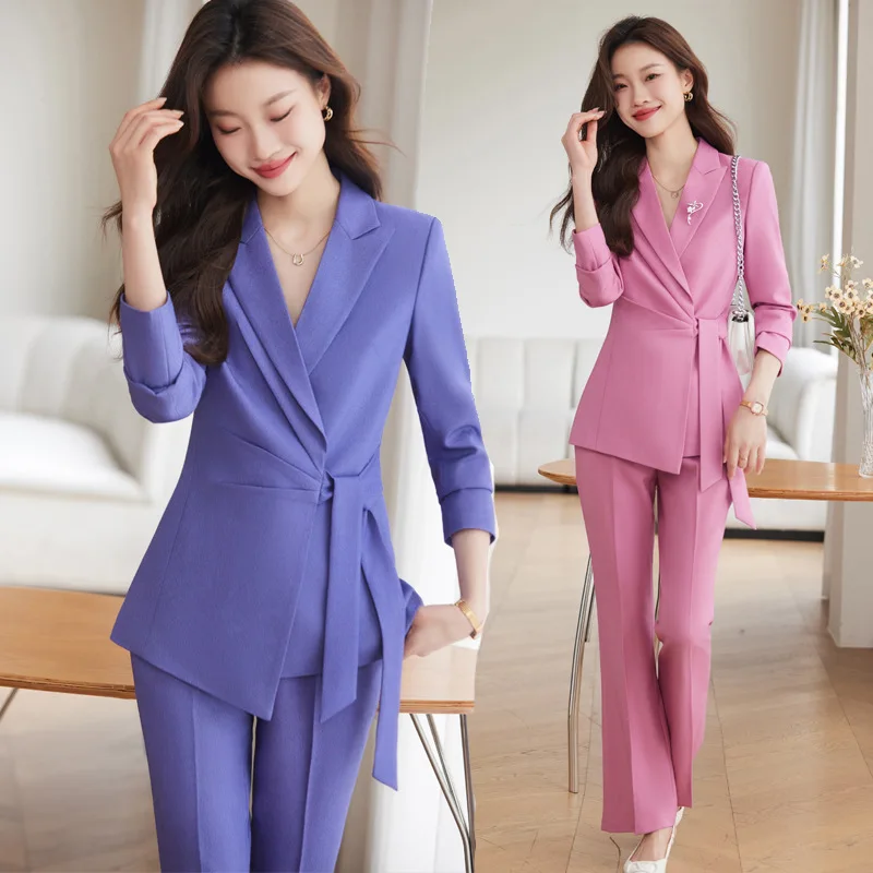 

Pink Suit Jacket Women's Spring and Autumn New Business Suit Temperament Goddess Style Formal Suit Suit Overalls High-End