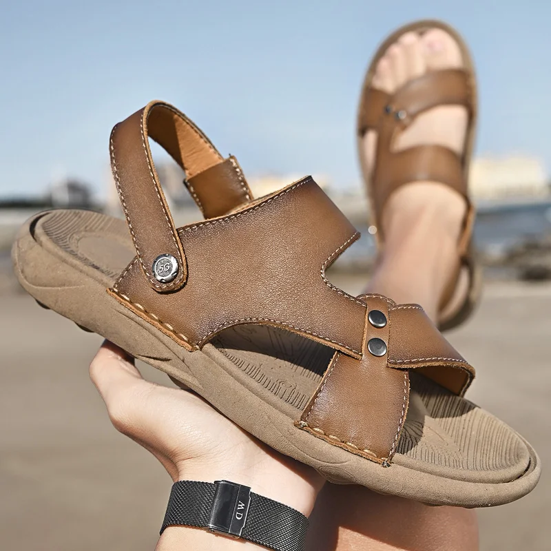 Men Casual Top Layer Cowhide Beach Shoes Summer Men's Sandals New Sandals Comfortable Soft Outdoor Leather Slippers Men Sandals 
Men Casual Top Layer Cowhide Beach Shoes Summer Men's Sandals New Sandals Comfortable Soft Outdoor Leather Slippers Men Sandals
