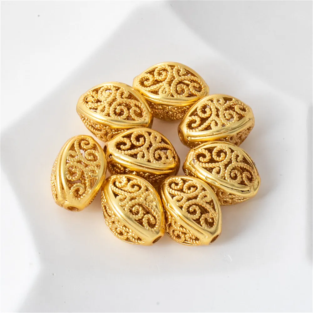 18k dumb gold bag gold ancient method gold lace hollowed out olive beads 10*13.5mm through hole diy jewelry accessories
18k dumb gold bag gold ancient method gold lace hollowed out olive beads 10*13.5mm through hole diy jewelry accessories