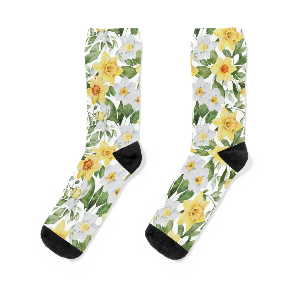 

Набор желто-белых носков с цветочным узором, забавные подарочные носки для мужчин и женщин