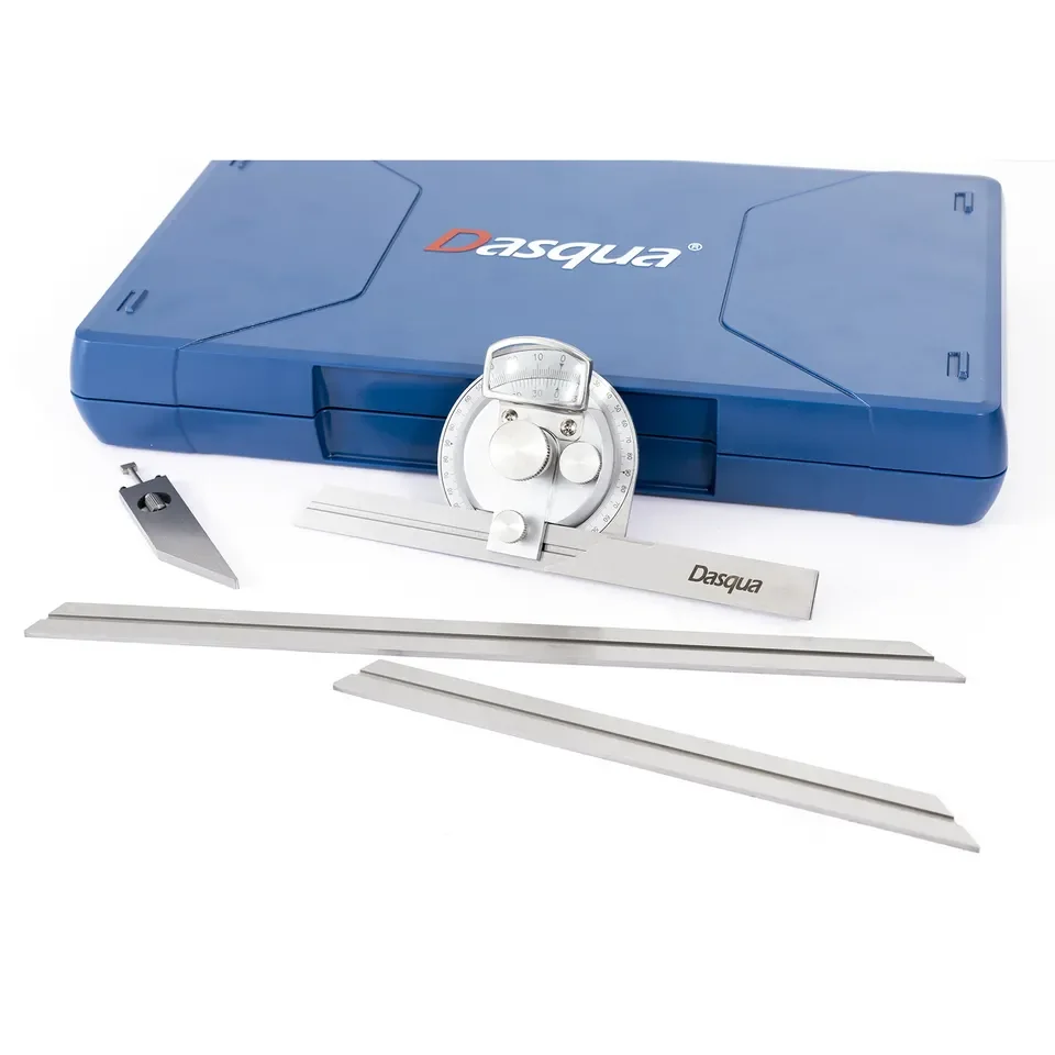 Dasqua Stainless Steel 360 Degree Universal Vernier Bevel Protractor Fine Adjustment and Magnifier Angle Ruler Measuring Tool
Dasqua Stainless Steel 360 Degree Universal Vernier Bevel Protractor Fine Adjustment and Magnifier Angle Ruler Measuring Tool
