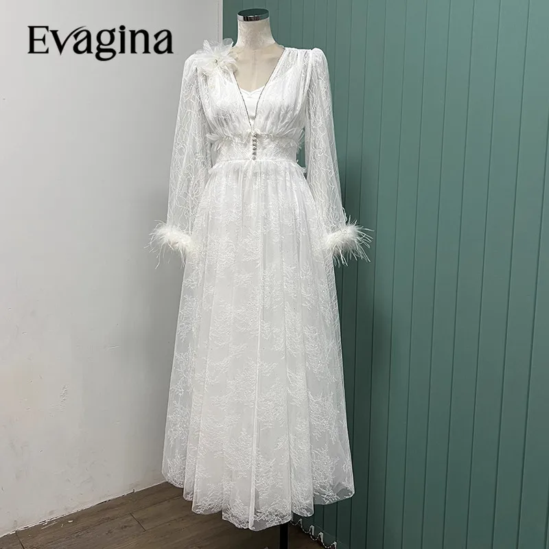 Evagina Новое модное дизайнерское женское платье с V-образным вырезом с длинным рукавом элегантное яркое роскошное благородное платье
Evagina Новое модное дизайнерское женское платье с V-образным вырезом с длинным рукавом элегантное яркое роскошное благородное платье