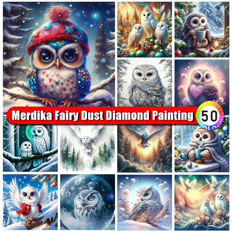 

Picture Size Fairy Dust Diamond Painting Animal Owl Mosaic Diamond Embroidery Handmade Needlework Children's Room Decor Gifts