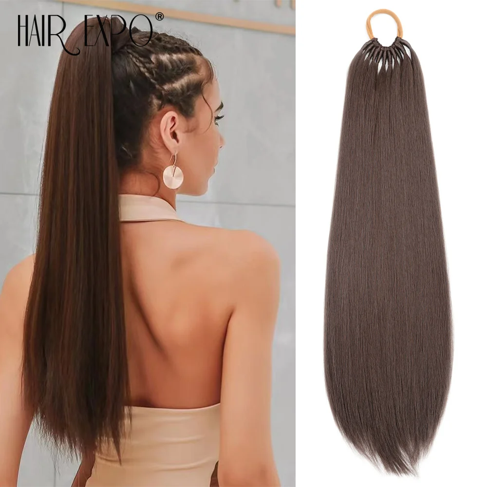 24" Ponytail Extensions Synthetic Straight Ponytail Wrap Around Elastic Hair Band Pre Stretched Braiding Hair With Rubber Band
24" Ponytail Extensions Synthetic Straight Ponytail Wrap Around Elastic Hair Band Pre Stretched Braiding Hair With Rubber Band