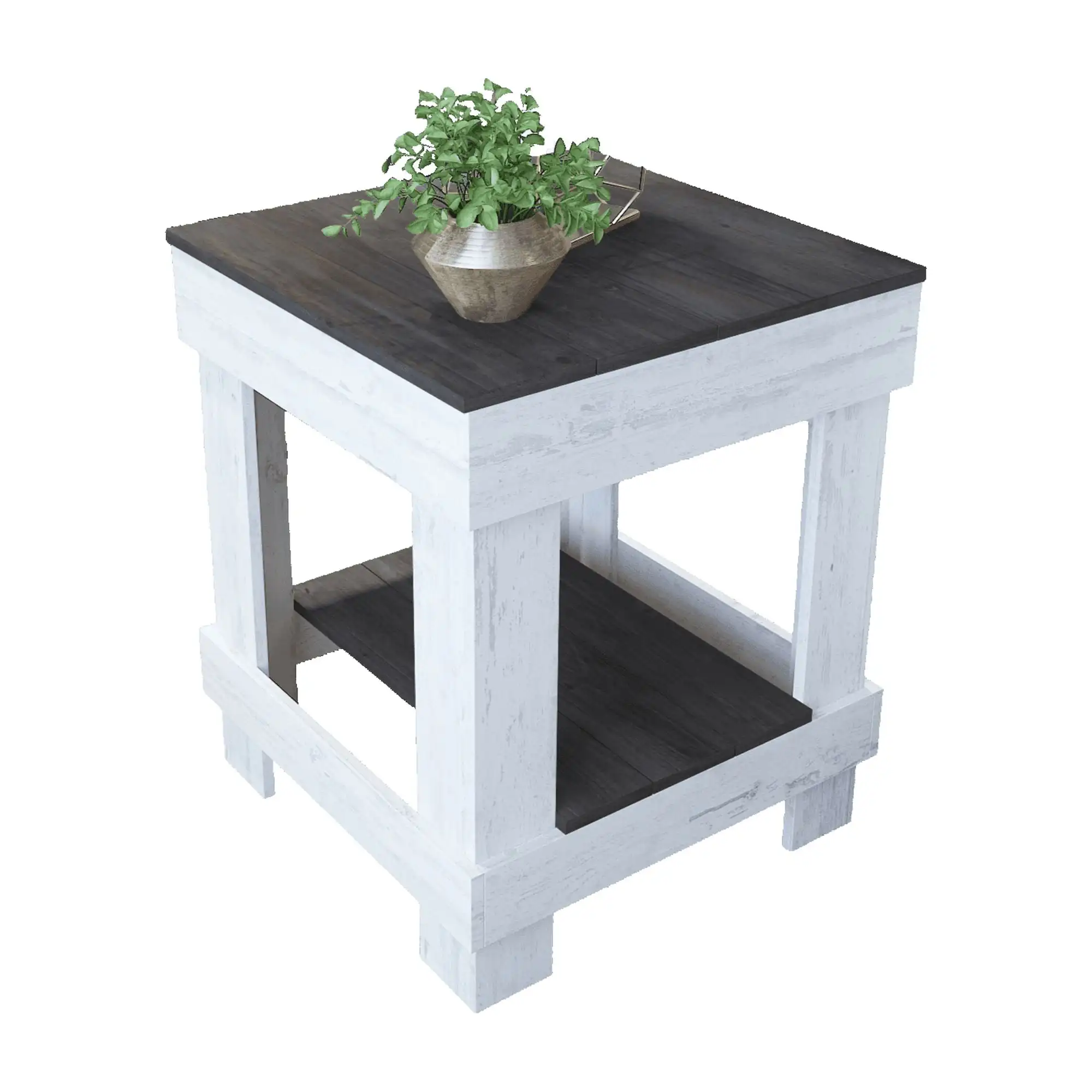 Woven Paths Rustic Wood Square with Shelf Dark White High Load-bearing Strong Stable and Durable End Table
Woven Paths Rustic Wood Square with Shelf Dark White High Load-bearing Strong Stable and Durable End Table