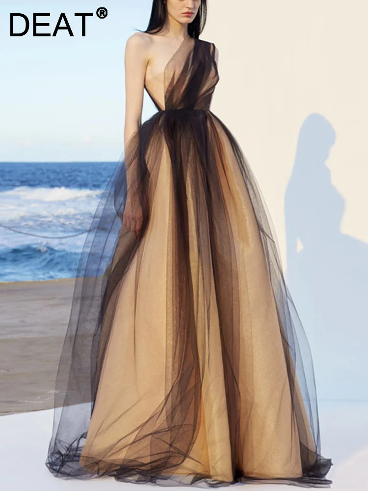 DEAT Women Fashion Evening Dress Diagonal Collar Sleeveless Contrast Color Chiffon High Waist Elegant Party Dresses New 13DB648
DEAT Women Fashion Evening Dress Diagonal Collar Sleeveless Contrast Color Chiffon High Waist Elegant Party Dresses New 13DB648