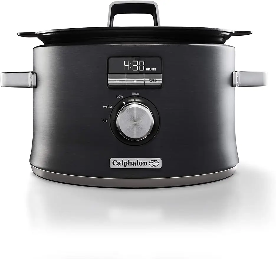 Slow Cooker with Digital Timer and Programmable Controls, 5.3 Quarts, Stainless Steel
Slow Cooker with Digital Timer and Programmable Controls, 5.3 Quarts, Stainless Steel