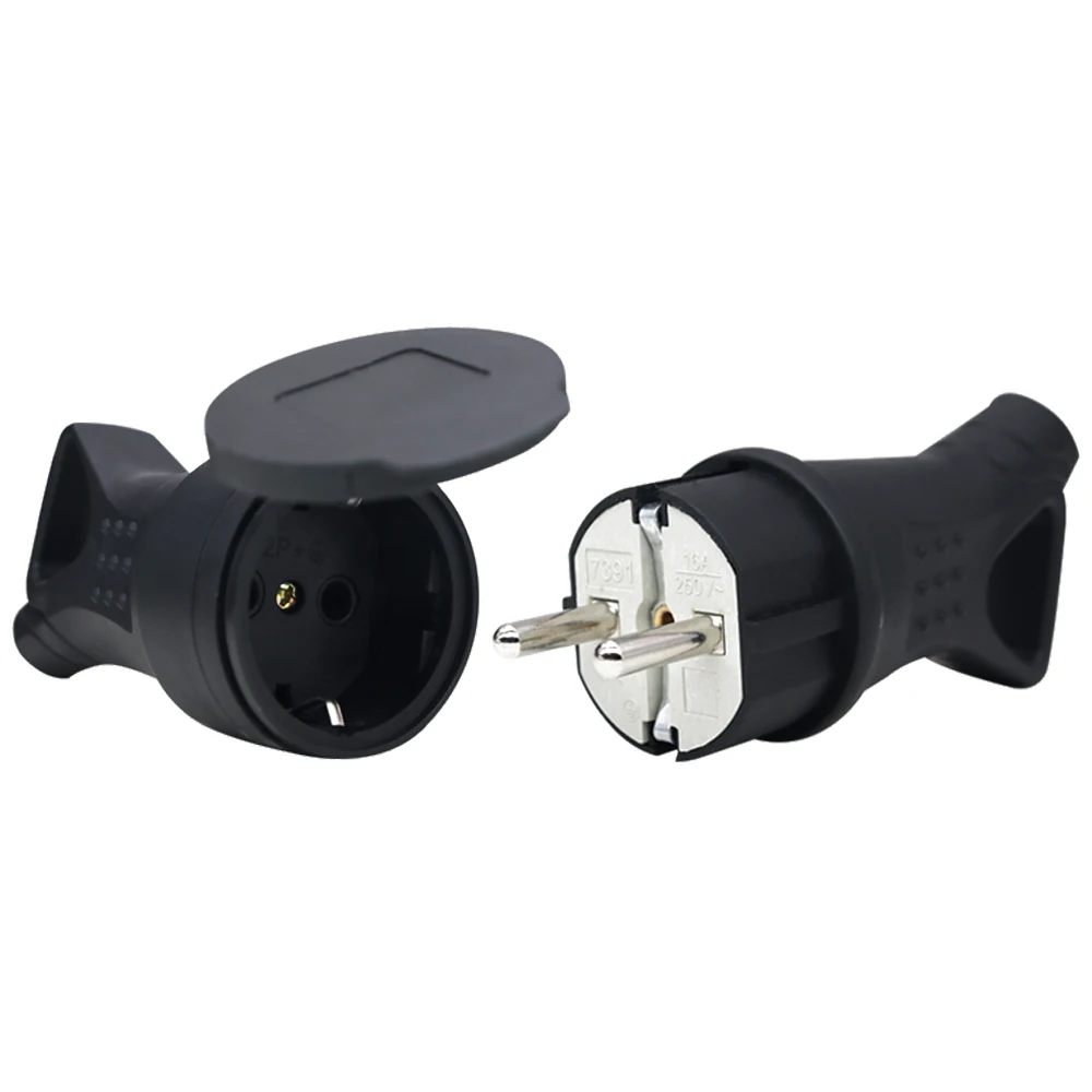 16A 250V EU Rubber Socket Plug IP54 Waterproof Electrial Grounded European Connector Plug with Cover for DIY Power Cable Cord
16A 250V EU Rubber Socket Plug IP54 Waterproof Electrial Grounded European Connector Plug with Cover for DIY Power Cable Cord