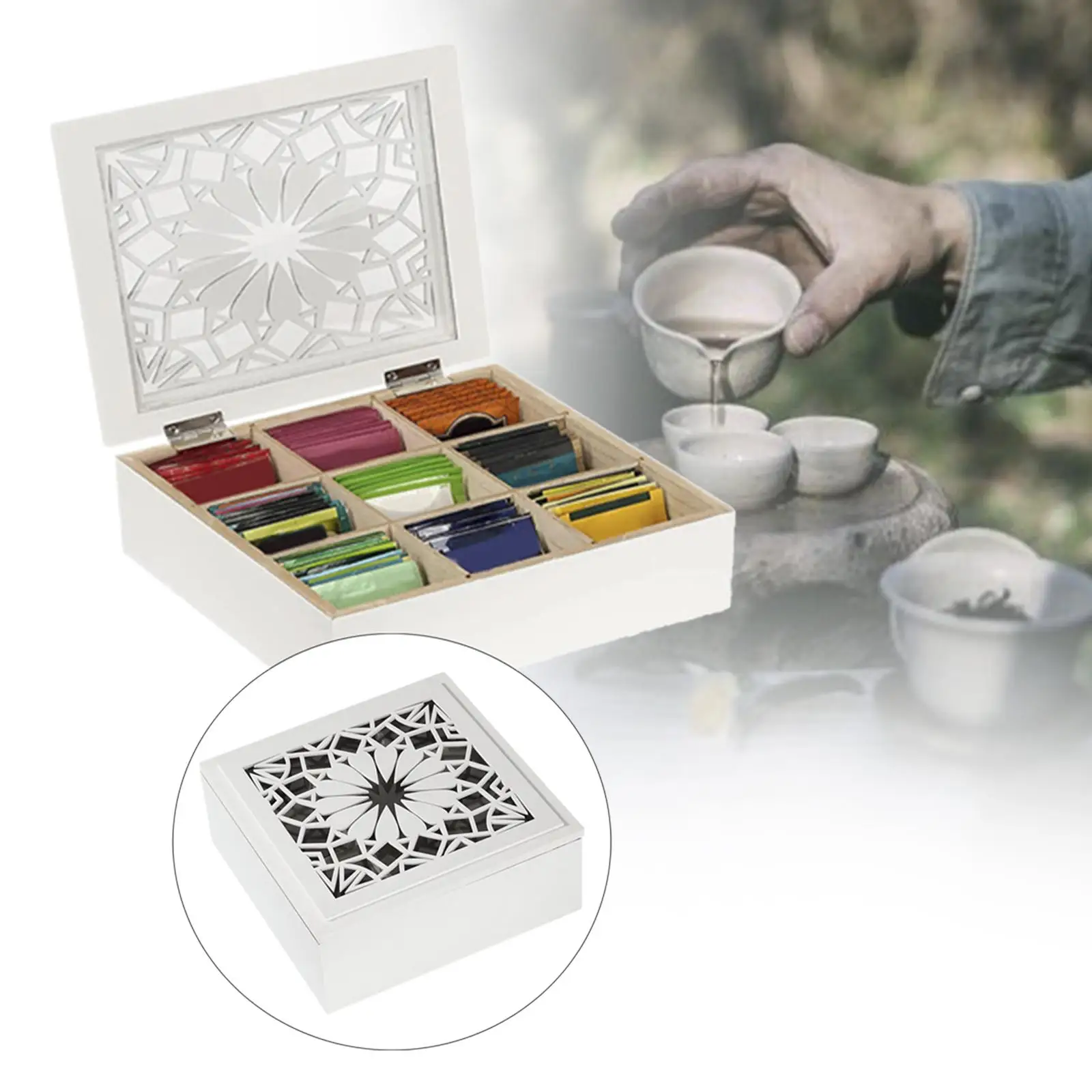 Wooden Spice Storage Box Sturdy Sugar Case Spice Organizer Tea Box Portable 9 Grids for Counter Home Kitchen Bar Restaurant
Wooden Spice Storage Box Sturdy Sugar Case Spice Organizer Tea Box Portable 9 Grids for Counter Home Kitchen Bar Restaurant