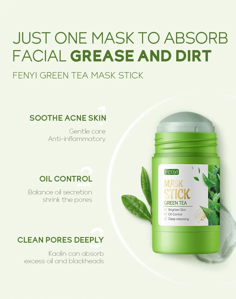 LAIKOU Cleansing Green Stick Green Tea Mask Stick Mask Purifying Clay Stick Mask Solid Mask Oil Control Anti-acne Whitening 40g 3 S4f8ff55fb9dd48c18d68c87d748cb2b5v
