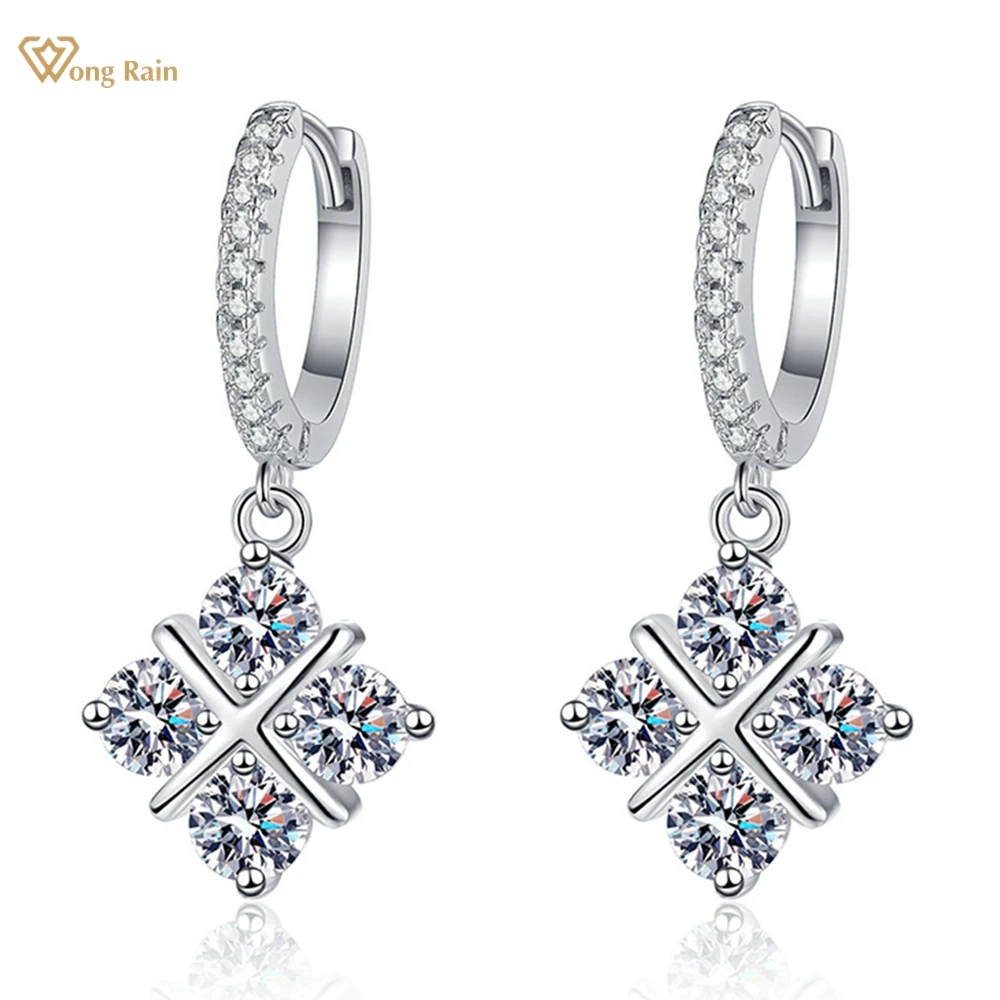 

Wong Rain 100% 925 Sterling Silver VVS1 3EX Sparkling Real Moissanite Diamonds Drop Dangle Earrings Wedding Jewelry Wholesale