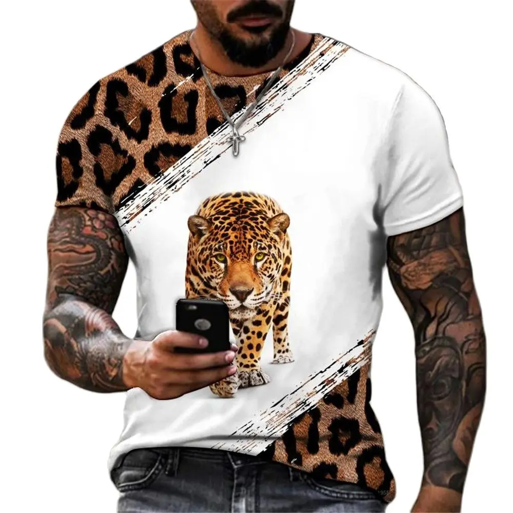 2023 New Animal World Leopard 3D Printed Men's T-shirts Summer Street Trendy 0-Neck Short-sleeved Oversized Men Clothing Tops
2023 New Animal World Leopard 3D Printed Men's T-shirts Summer Street Trendy 0-Neck Short-sleeved Oversized Men Clothing Tops