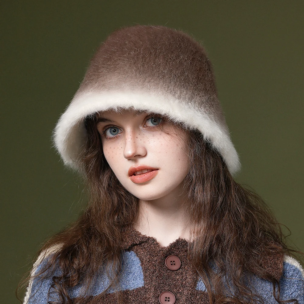 Fashion Gradient Rabbit Fur Bucket Cap for Women Autumn Winter Warm Soft Fisherman Hat Outdoor Cycling Cold Ear Protection Cap
Fashion Gradient Rabbit Fur Bucket Cap for Women Autumn Winter Warm Soft Fisherman Hat Outdoor Cycling Cold Ear Protection Cap