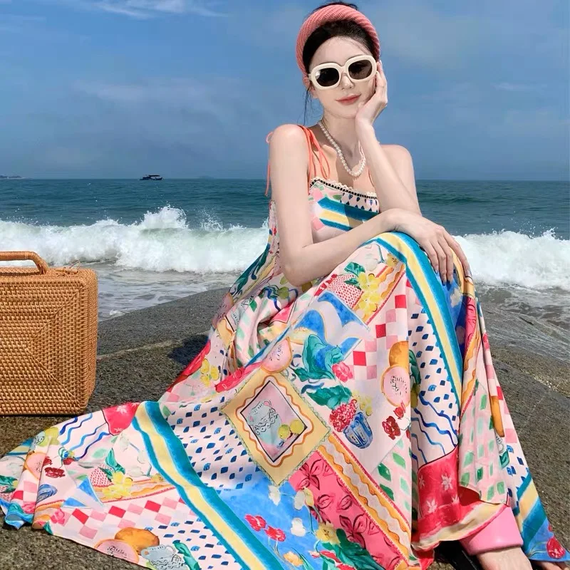 Summer Dress Women Sleeveless Vintage Dopamine Printed Chic Elegant Sexy Lady Aesthetic Vestidos Fashion Beach Holiday A-line
Summer Dress Women Sleeveless Vintage Dopamine Printed Chic Elegant Sexy Lady Aesthetic Vestidos Fashion Beach Holiday A-line