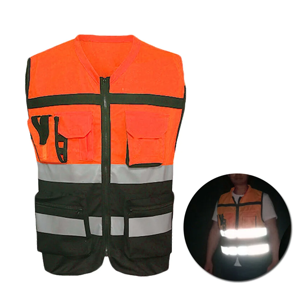 Outdoor Cycling Men's Reflective Strip Vest Workwear Multi-Pocket Zip Up Traffic Safety Waistcoat Outwear Vest Tops
Outdoor Cycling Men's Reflective Strip Vest Workwear Multi-Pocket Zip Up Traffic Safety Waistcoat Outwear Vest Tops
