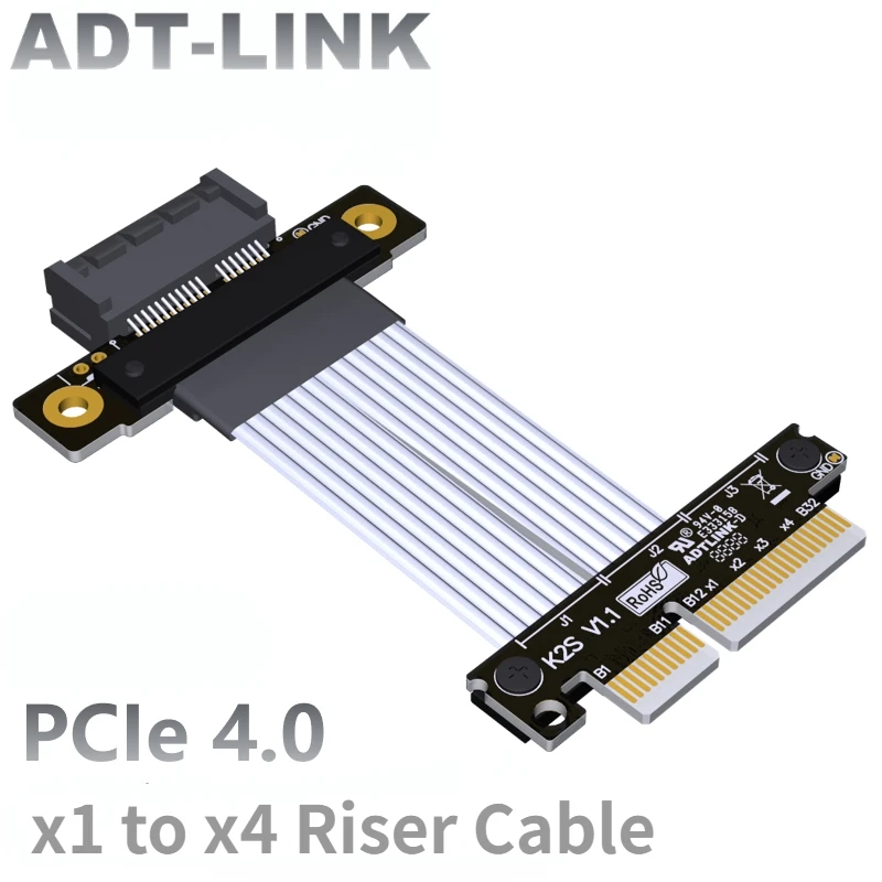 

ADT-Link Brand New PCI Express 4.0 x4 to x1 Extension Riser Cable PCIe x1 x4 Capture Card RAID SSD LAN USB Card Gen4 GPU Adapter