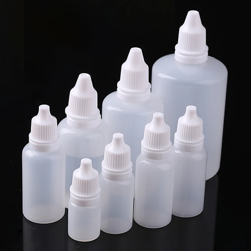 

100pcs Dropper Bottles Squeezable Eye Drop Bottle Empty Plastic Liquid Eyedrops Vial 3ml 5ml 10ml 15ml 20ml 30ml 50ml 100ml