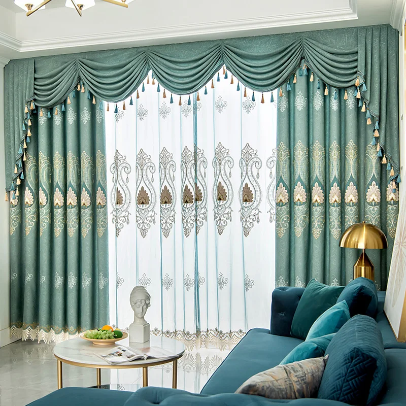 Custom curtain European Light luxury Jacquard embroidery green livingroom window blackout curtain tulle valance drape M1439
Custom curtain European Light luxury Jacquard embroidery green livingroom window blackout curtain tulle valance drape M1439