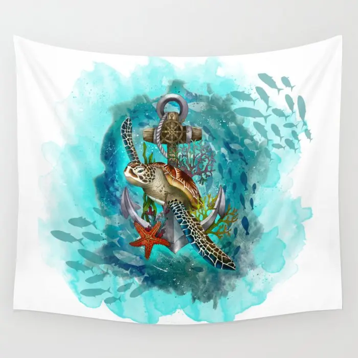 

Turtle And Sea Tapestry Wall Hanging Hippie Tapestries Rugs Home Living Room Dorm Decoration Tablecloths Blanket