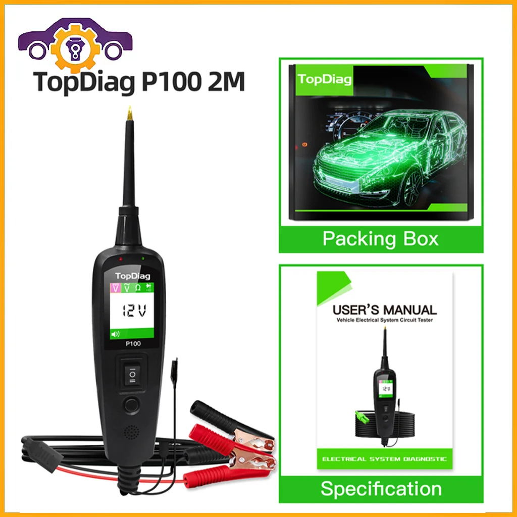 Тестер электрической цепи TopDiag P100, прибор для диагностики автомобиля, OBD2 батарея
Тестер электрической цепи TopDiag P100, прибор для диагностики автомобиля, OBD2 батарея