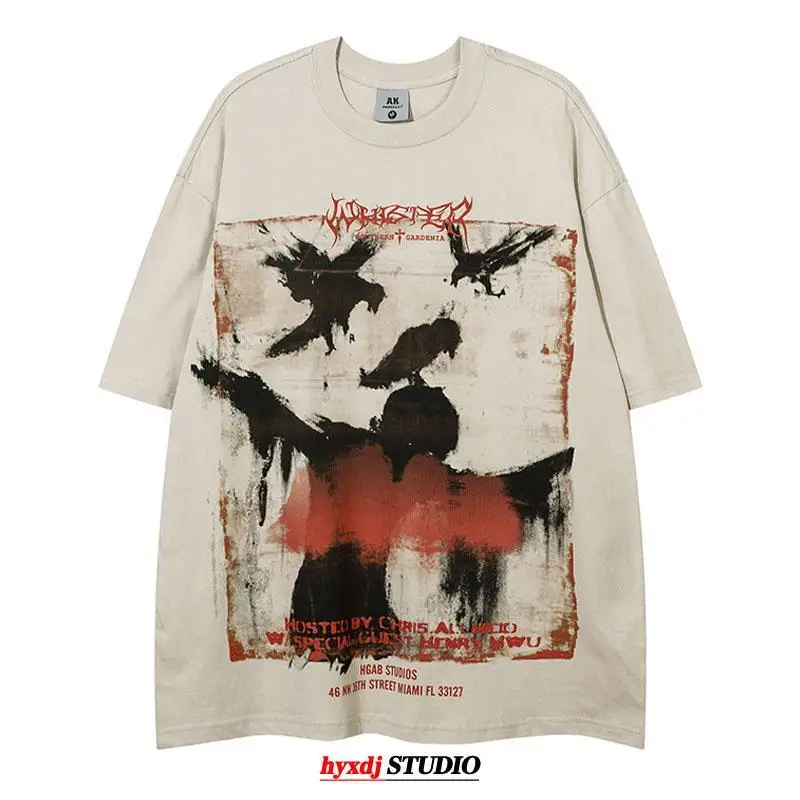 European and American trendy high street niche printed short-sleeved T-shirts for men summer American street tops men clothing
European and American trendy high street niche printed short-sleeved T-shirts for men summer American street tops men clothing