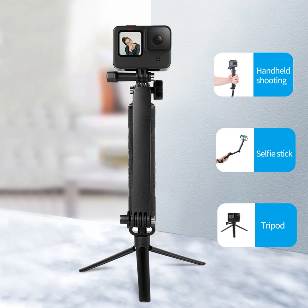 

TELESIN Floating Handle Waterproof Selfie Stick Tripod Grip 3 Way Grip Arm Monopod Pole Tripod for GoPro Insta360 Osmo Action