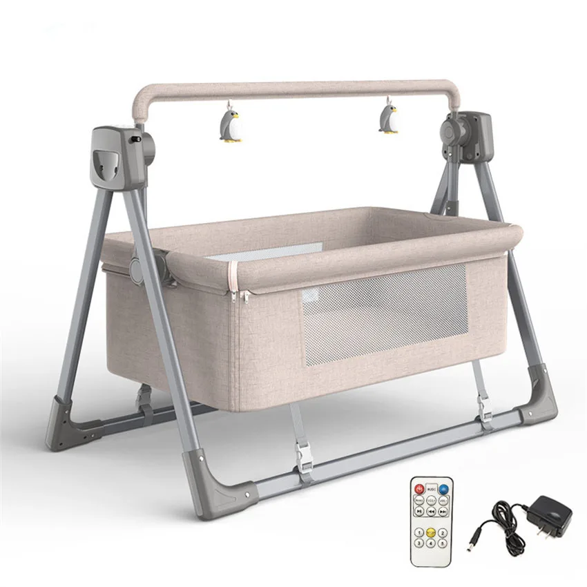 

﻿ ﻿ ﻿ Baby 5 Gear Rocking Cribs Newborn Breathable Sleeping Bed Dual Control Automatic Cradle Bassinet Crib Playpen With Music