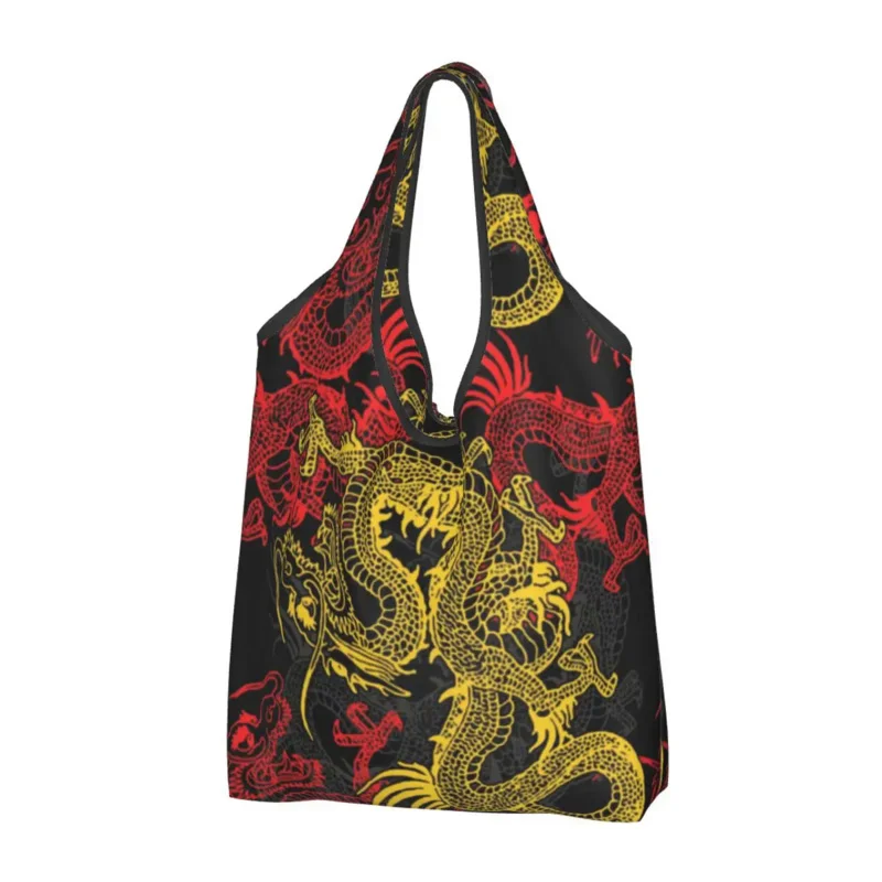 Recycling Golden Chinese Dragon Pattern Shopping Women Tote Bag Portable Oriental Mythical Grocery Shopper Bags
Recycling Golden Chinese Dragon Pattern Shopping Women Tote Bag Portable Oriental Mythical Grocery Shopper Bags