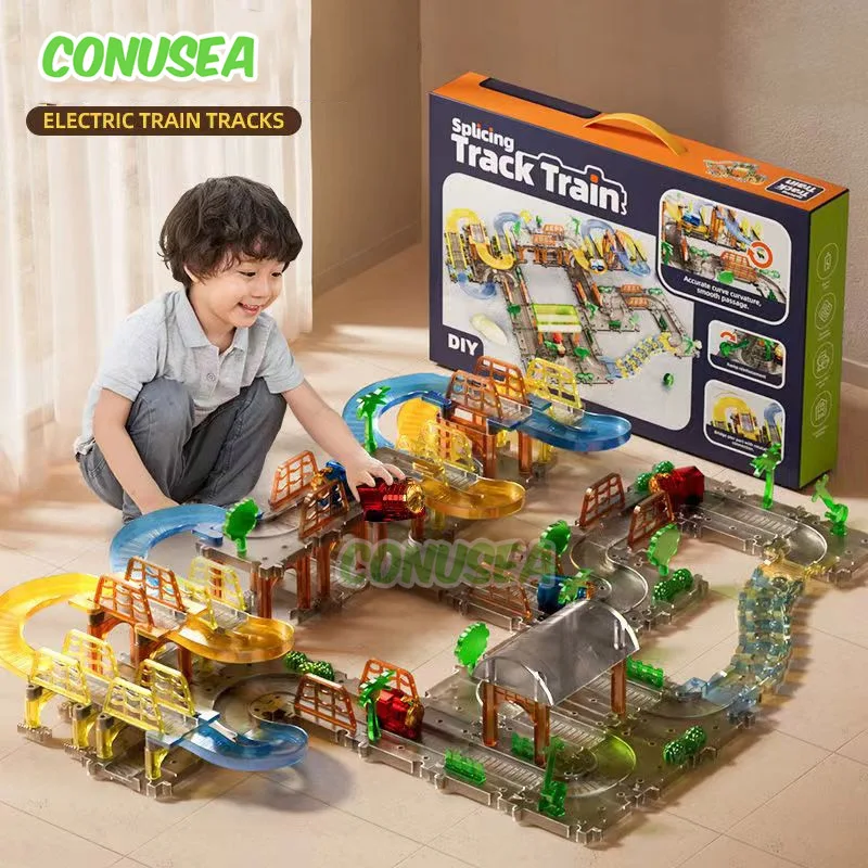 

Children's DIY Track Set Toys Splicing Track Train Transparent Electric Trains Puzzle Assembly Kid Toys City Track Train Games