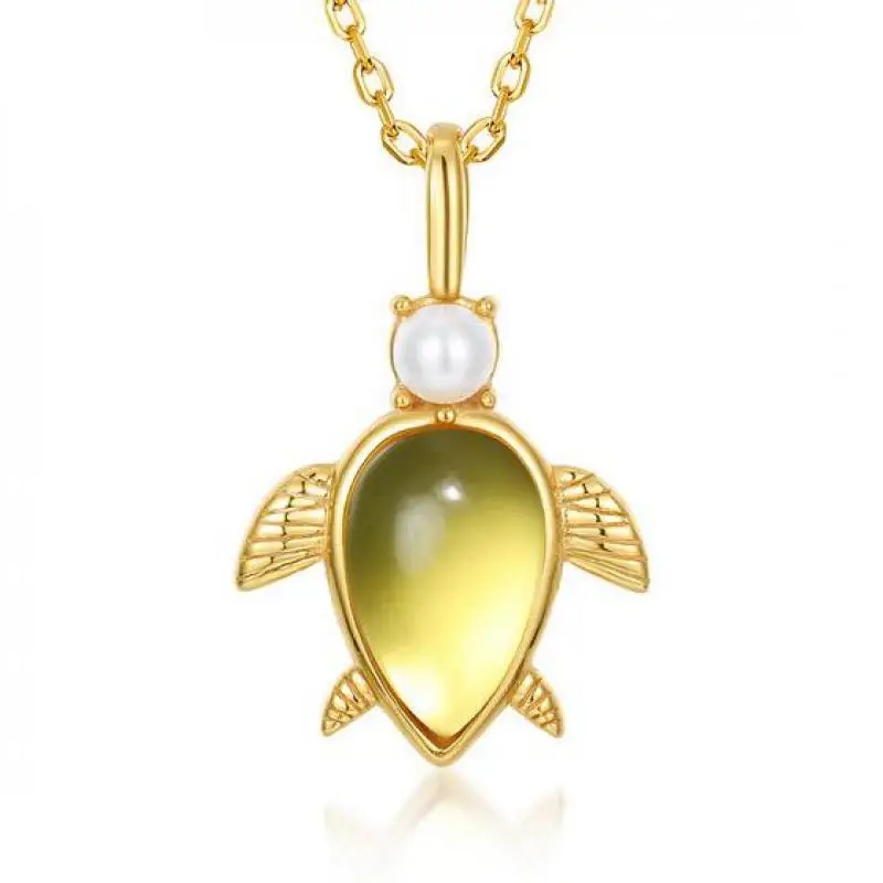 

Natural Amber Necklace S925 Sterling Silver 10k Gold Plated Baltic Gold Ambers Turtle Pendant Necklaces Women Gemstone Jewelry