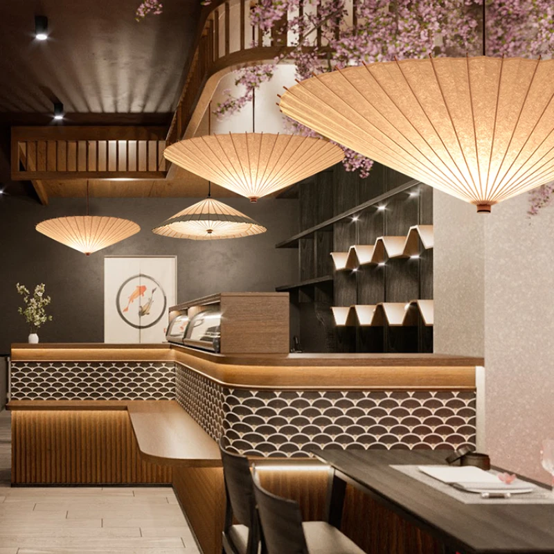 

Japanese chandelier Zen retro hot pot restaurant bar restaurant decoration lamp tea room home stay corridor umbrella lamp